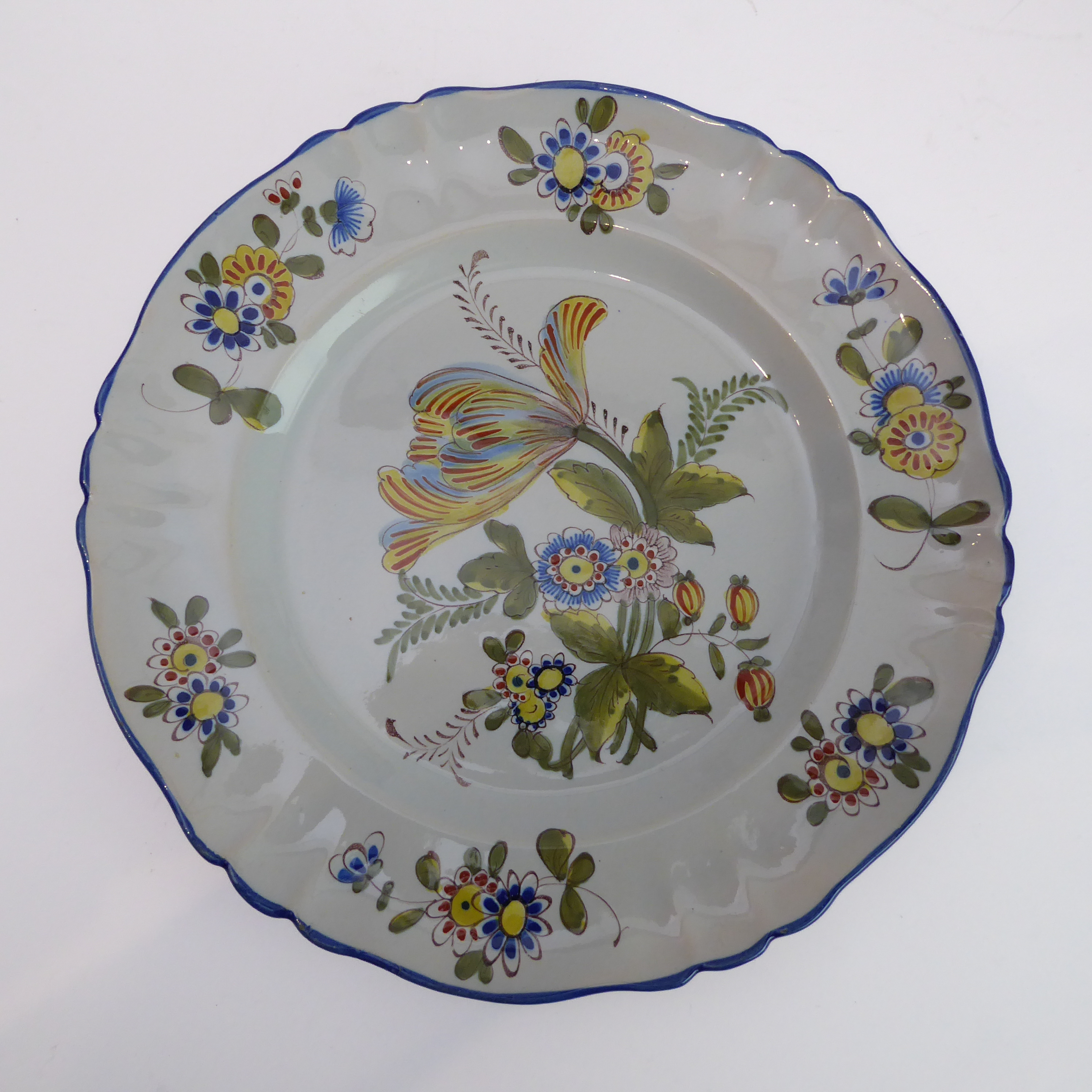 A set of eleven 19th century faience plates by Keller & Guerin at Luneville (early marks). (The - Image 4 of 17