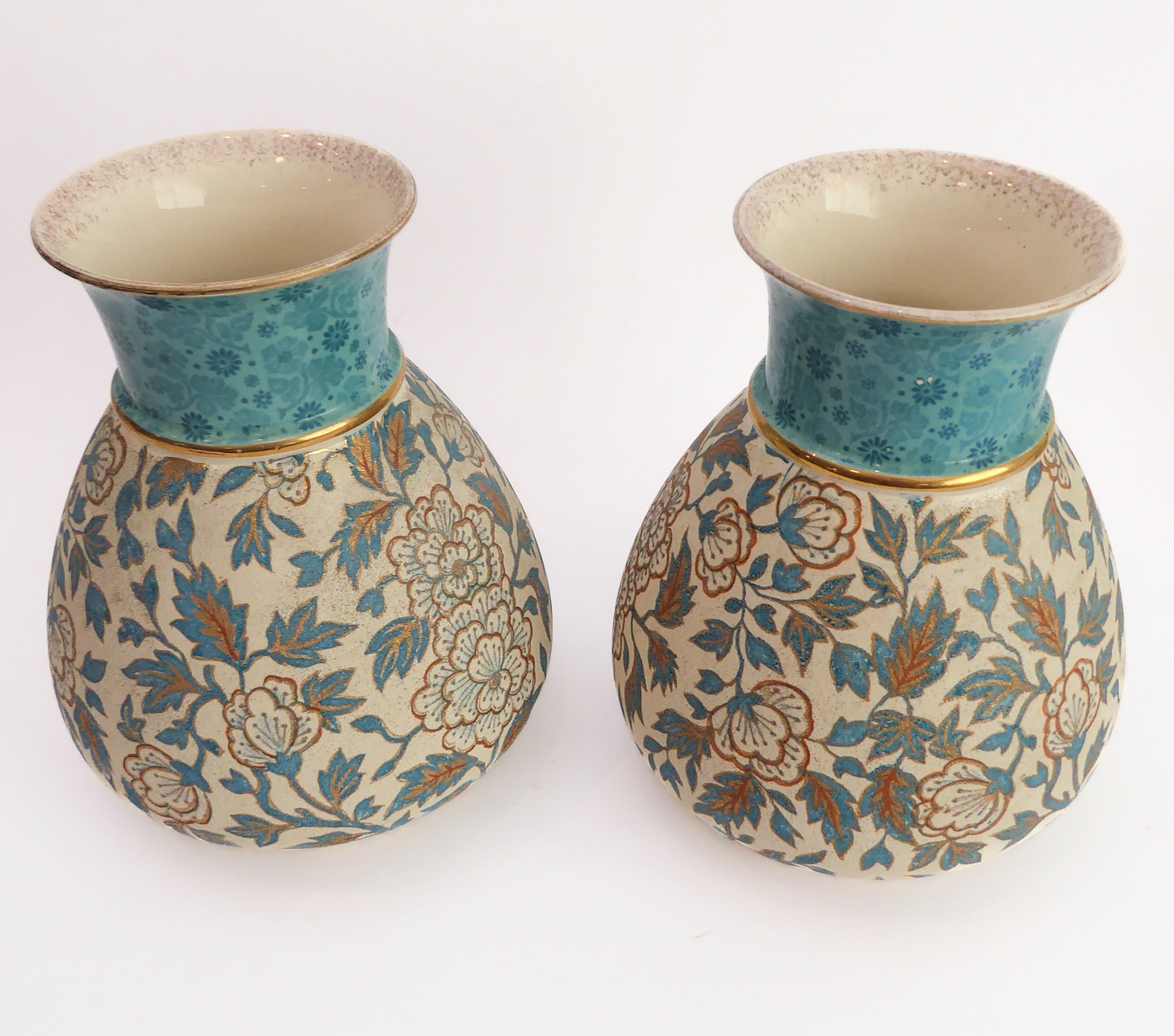 Five ceramics items: a pair of Crown Albion ceramic vases decorated and gilded with flowers - Image 15 of 16