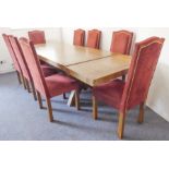 19  A large fine and heavy oak refectory style table: the planked top with cleated ends above two