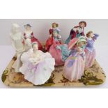 Seven Royal Doulton figures and one by Royal Worcester: Genevie (1962); Top o' the Hill; Lady