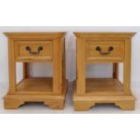 A pair of modern oak bedside cabinets each with single drawer (49.5cm wide x 41cm deep x 60cm high)