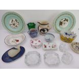 A selection of decorative ceramics to include plates, dishes, vases and some glassware.