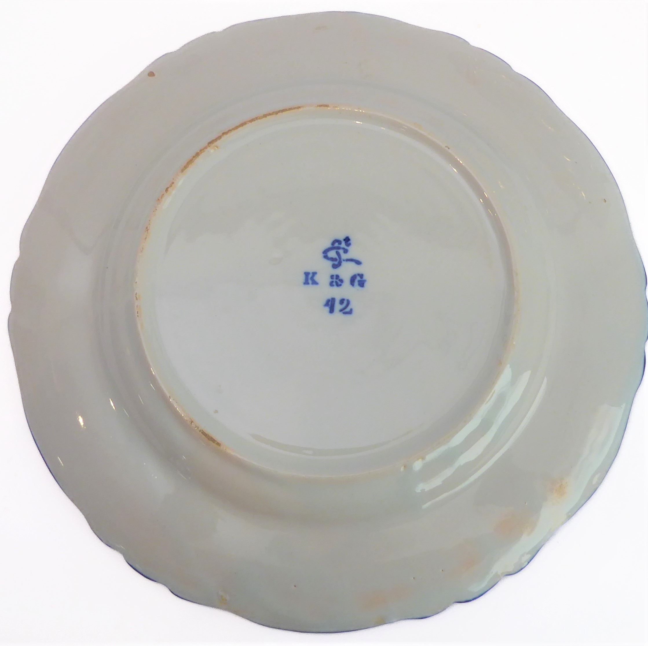 A set of eleven 19th century faience plates by Keller & Guerin at Luneville (early marks). (The - Image 3 of 17