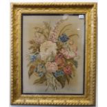 A 19th century gilt framed and glazed floral still life tapestry needlework (frame size 74cm x 61.