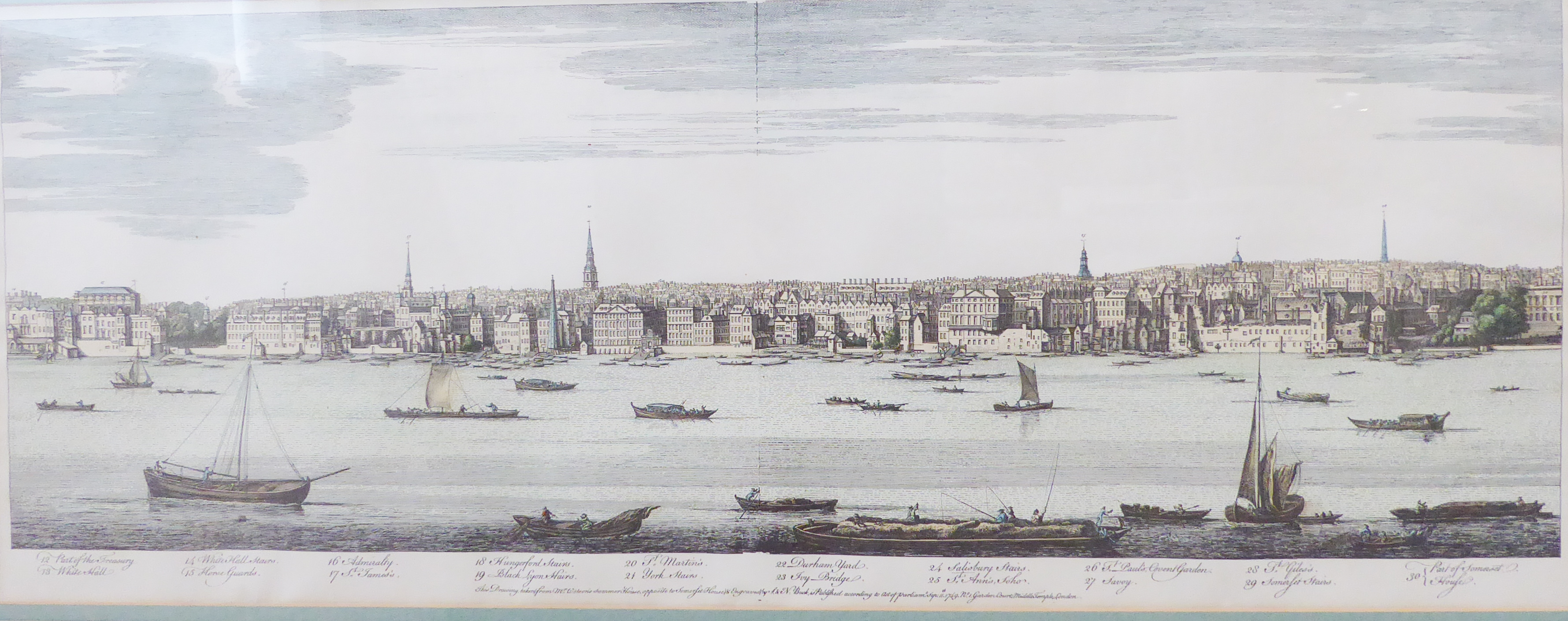 After S. and N. BUCK - a set of four hand-coloured panorama engravings of the Thames (each measuring - Image 2 of 11