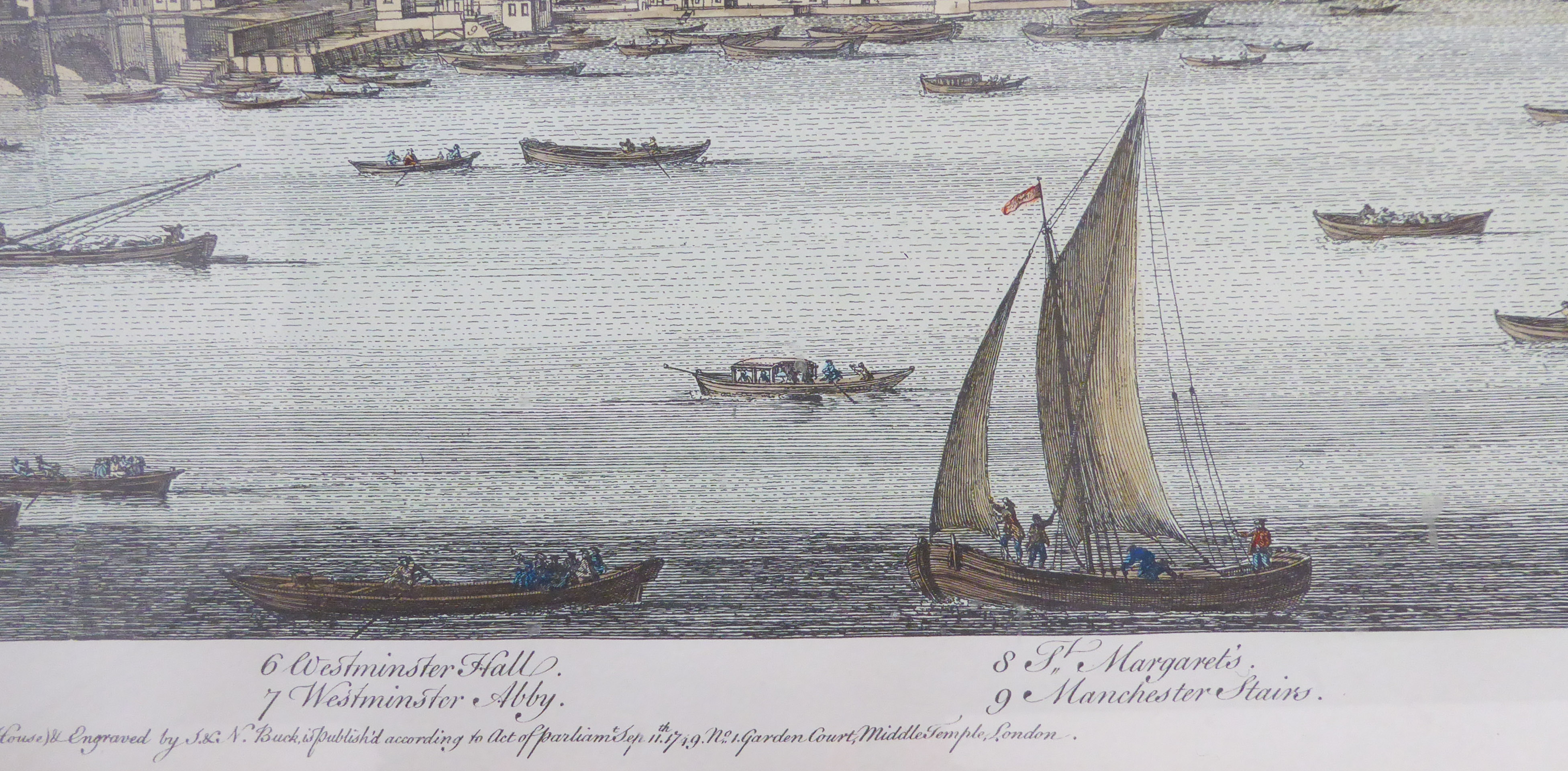 After S. and N. BUCK - a set of four hand-coloured panorama engravings of the Thames (each measuring - Image 10 of 11