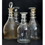 Five Georgian decanters - two pairs and one single: 1. a pair of plain mallet decanters with