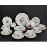 A six-place Herend Porcelain (Hungary) tea service, each piece individually decorated with fruits