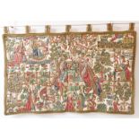 A 20th century hand-stitched silkwork wall-hanging (possibly Brussels): central medieval
