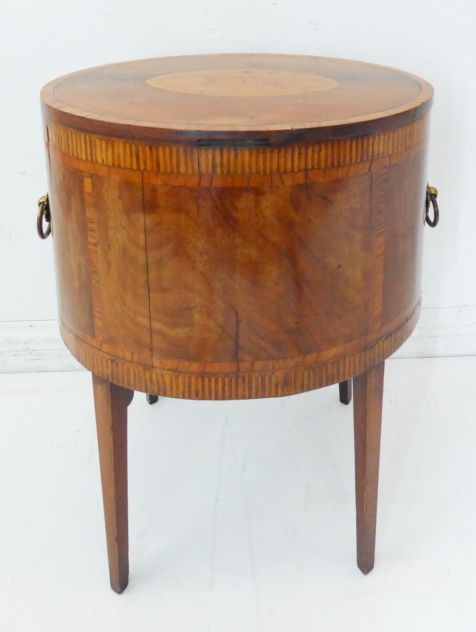 A late 18th century George III period mahogany, satinwood crossbanded and marquetry cellarette of - Image 6 of 7