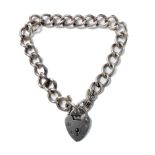 A chain link bracelet with a padlock clasp and safety chain (approx. 20.7g)