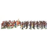 Approximately 75 early 20th century French hand-painted flat lead soldiers in early 19th century