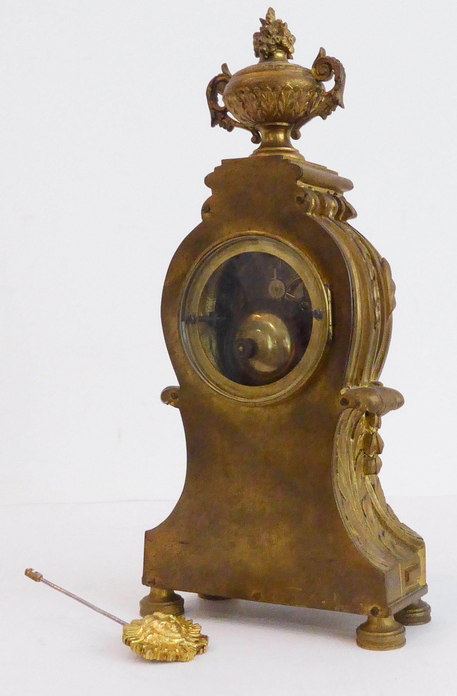 A 19th century French gilt-metal-cased eight-day mantle clock in Louis XVI style. The two-handled - Image 3 of 7