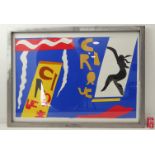 A brushed steel-framed colour lithograph of HENRI MATISSE 'Circus (le Cirque)' from Jazz 1947 (