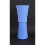 A large 1970s double-conical blue Murano glass vase with white glass interior (34 cm high)