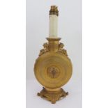 A 19th century gilt bronze French vase of fine quality (now fitted for electricity): the neck with