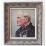 20th century English School - ‘Portrait of a Gentleman’; head turned to dexter, oil on canvas board,