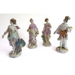 A set of four well-modelled hand-decorated 19th century porcelain figures allegorical of the