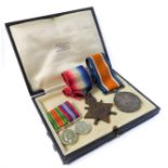 Two WW1 campaign medals and two WW2 campaign miniatures: 1. the British War Medal to F.28229 C.E.