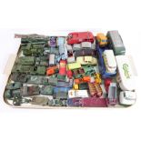 A selection of mid-20th century die-cast vehicles to include military, a BBC TV service van, a