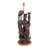 An early 20th century carved Chinese hardwood figure model (probably Guanyin, Goddess of Mercy):