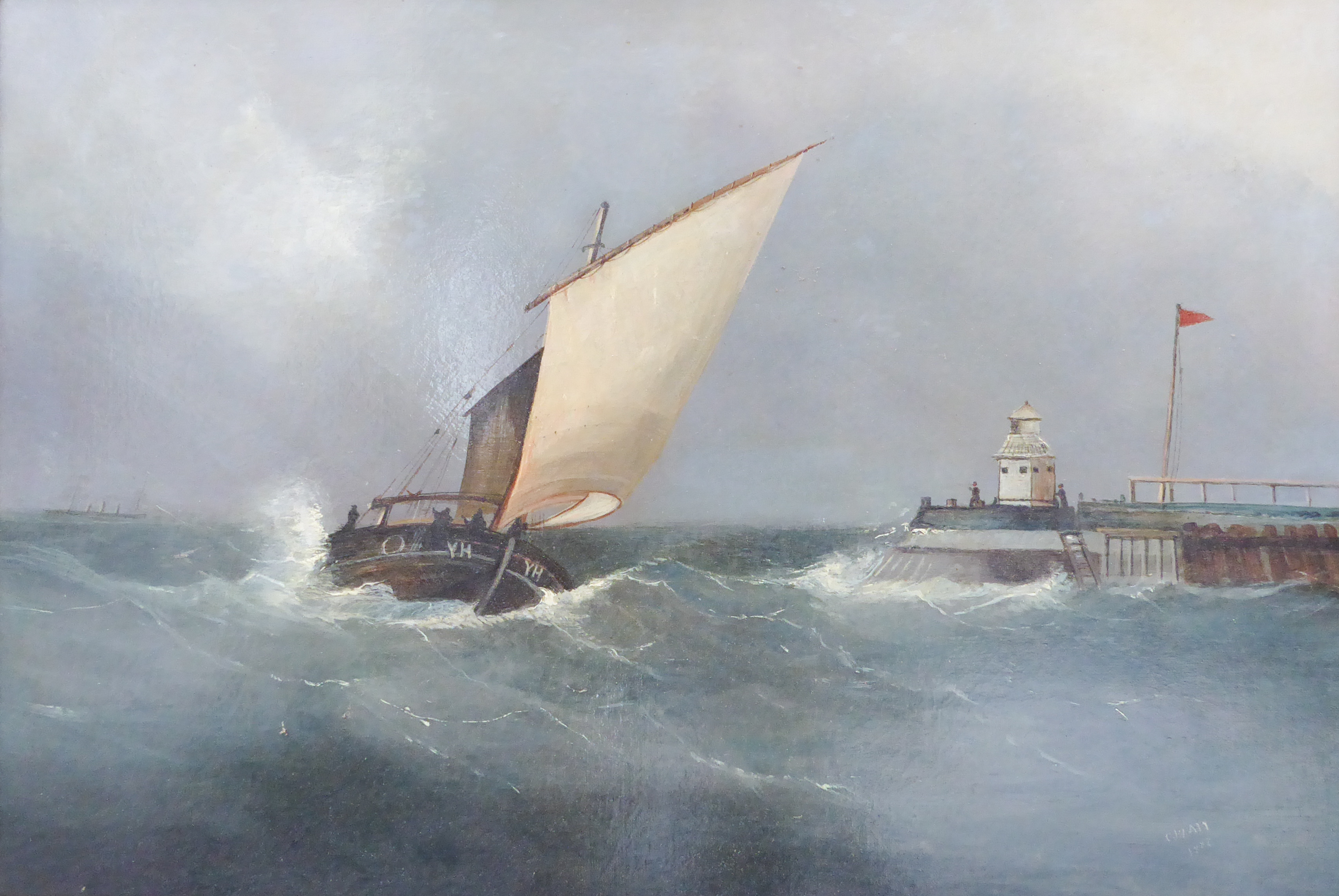 C. HART, 19th century English School - ‘A Fishing Boat out of Yarmouth off a Jetty’, signed and - Image 7 of 8