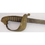 An early 20th century 1827 Pattern Royal Navy officer's sword: the shagreen handle with a lion's