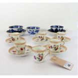 A set of five early 20th century Dresden porcelain coffee cans and saucers (six cans and five