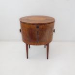 A late 18th century George III period mahogany, satinwood crossbanded and marquetry cellarette of
