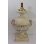 A shabby-chic-style painted table-lamp in the form of a classical two-handled vase (54 cm high