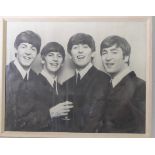 An original black and white Beatles poster with facsimile signatures. (Frame size 42.25 x 52.5 cm)