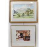 Two British contemporary watercolours: MICHEL AUBREY - 'Norfolk Retreat', signed lower left (27 x 36