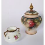 Two pieces of hand-decorated porcelain: 1. an early 20th century Hadley's (Worcester, England)