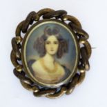 A watercolour on ivory portrait miniature: late 19th century, a double sided, reversible portrait