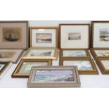 A selection of decorative wall-hanging pictures and prints to include: two signed watercolours by