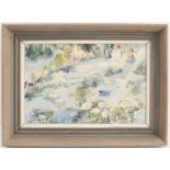 A small and modern oil on artist's board study of lilies in French Impressionist style, (