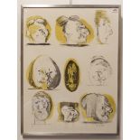 ** GRAHAM SUTHERLAND (1903-1980) - 'Sheet of Studies, Heads', colour lithograph, limited edition,