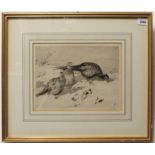 WINIFRED AUSTEN (1876-1974) - 'Pheasants in the Snow', drypoint etching, signed in pencil lower