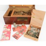 An Ellam's Duplicator box and its contents to include: 1. 5.4 kg of pre-decimal pennies; 2. 1920-