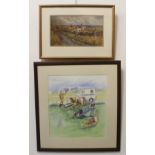 Two pieces: 1. the original watercolour artwork (framed and glazed) for the cover of the Kempton