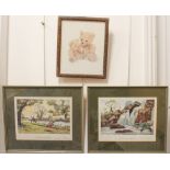 A pair and a single: 1. after NORMAN THELWELL -  a pair of limited edition fishing prints, 'The