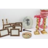 A mixed lot to include: eight gilt-tooled leather photograph frames (each approx. 11.5 x 14.5 cm);