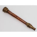 A 19th century copper and brass-mounted Fire Brigade hose nozzle by Merryweather, London (39 cm)