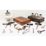 A variety of collectibles to include; a 19th century walnut desk-stand with single drawer, quill-