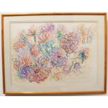 CHERYL GOULD M.R.S.S. (contemporary) - Blooms in a jar, crayon, signed. (41 x 57 cm). (Frame size 54