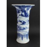 A large 20th century Kangxi-style Chinese porcelain yen yen type vase: hand-decorated in