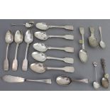 A interesting selection of (mostly hallmarked) silver: nine hallmarked silver teaspoons (5 x