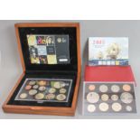 Two cased Royal Mint proof sets: 1.  2005 - 12-coin set with five new reverse designs (Battle of