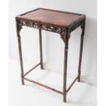 A late 19th to early 20th century Chinese hardwood occasional table: recessed top bordered by faux