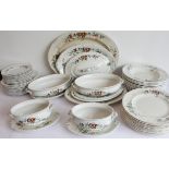 A Wedgwood Etruria 'Devonshire Sprays' dinner service: 12 x 18 cm, 12 x 22.5 cm and 10 x 26 cm